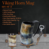 Viking Horn Mug Set of 3 (Plain)